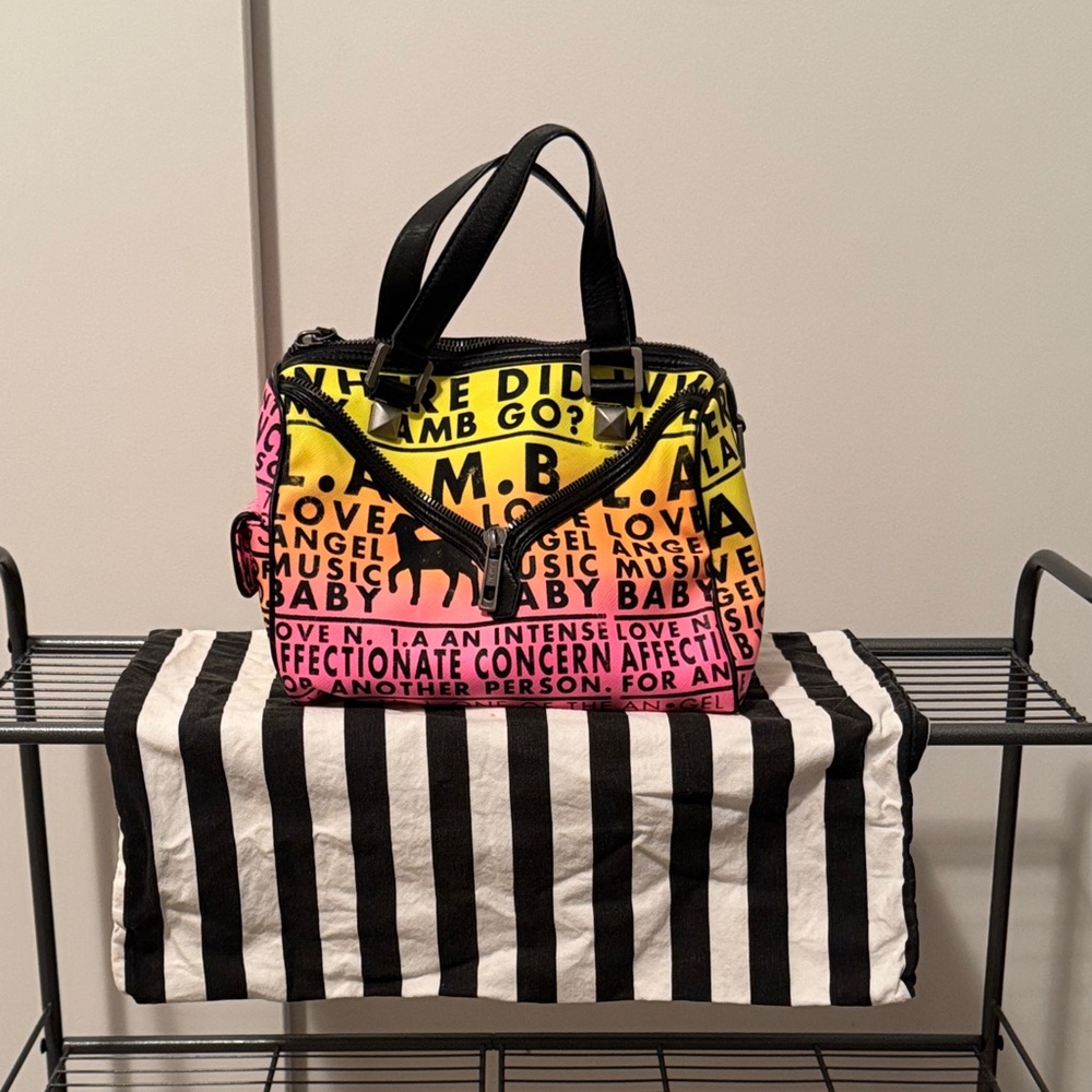 L.A.M.B. Yellow and Pink Graphic Satchel - Picture 8 of 12